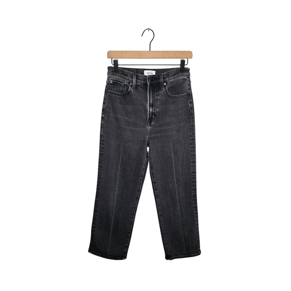 PISTOLA High Rise Wide Leg Jeans Washed Black Size 27